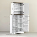 64" Tall Kitchen Pantry Cabinet with Spice Racks and Adjustable Shelves White