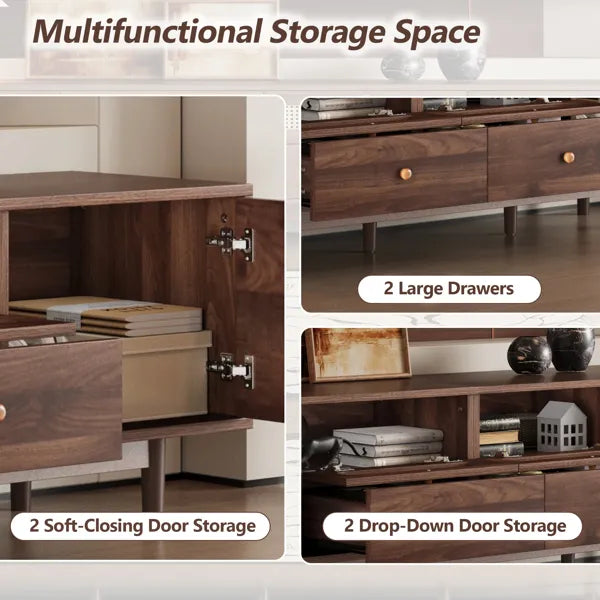 76" TV Stand with Drawers for Living Room/Bedroom Modern Chic Entertainment