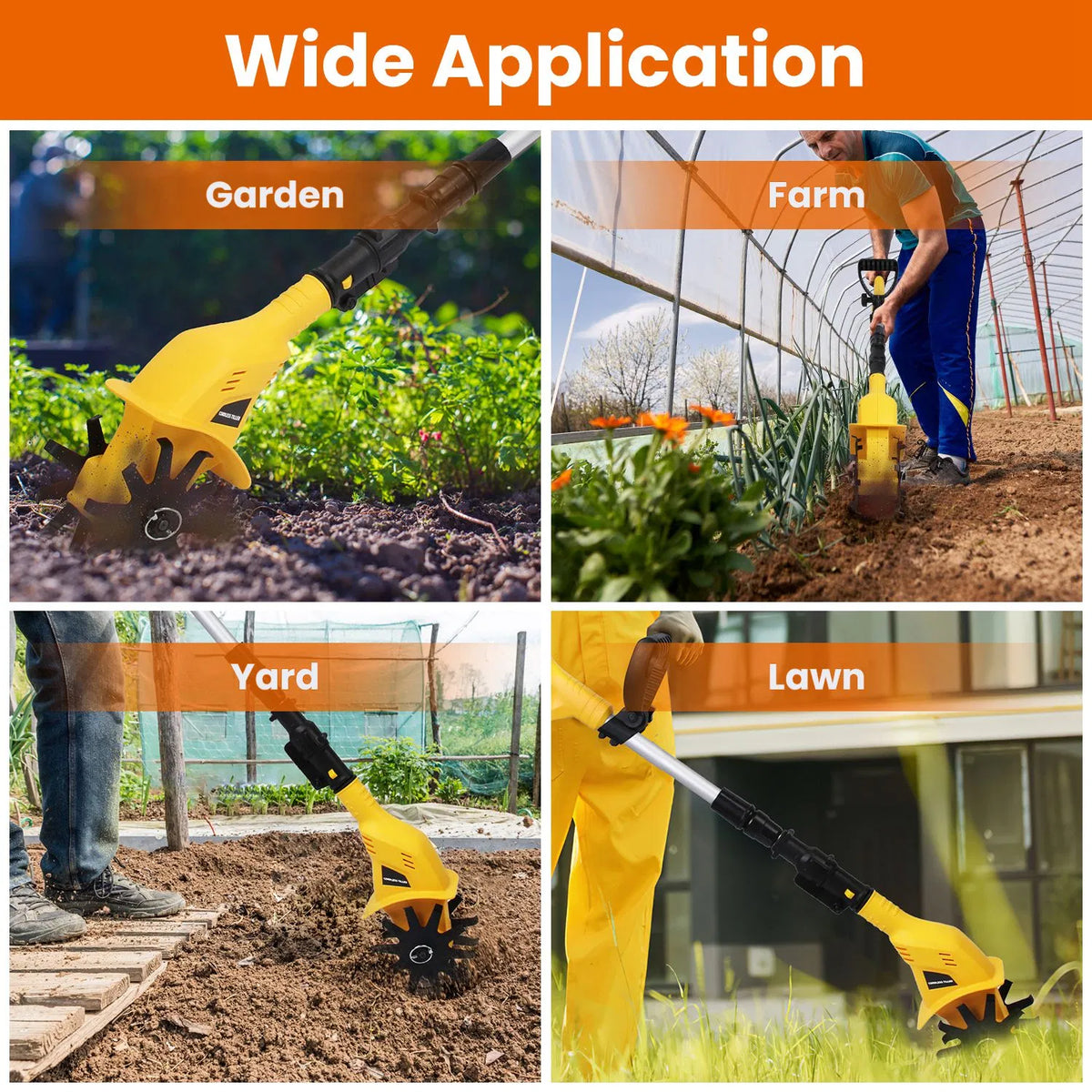 20V Cordless Tiller Cultivator 250RPM Electric Garden Tiller Depth Garden - Image 2