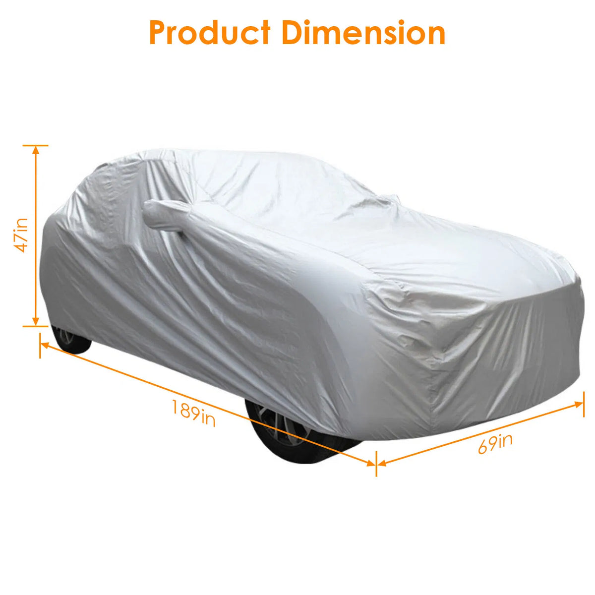 189x69x47in Full Car Cover All Weather UV Protection Automotive Cover 170T