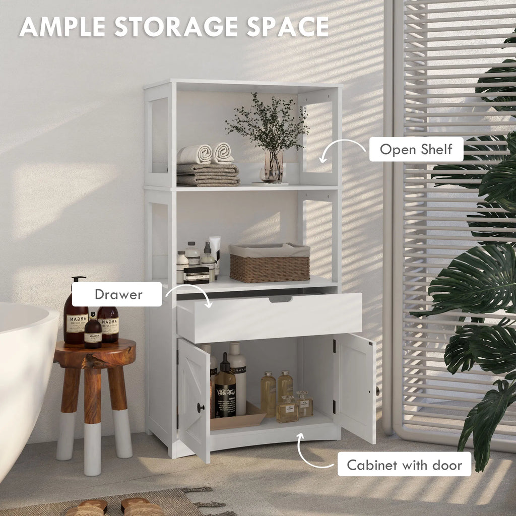 Farmhouse Bathroom Storage Cabinet Linen Cabinet with Drawer and Shelves - Image 4
