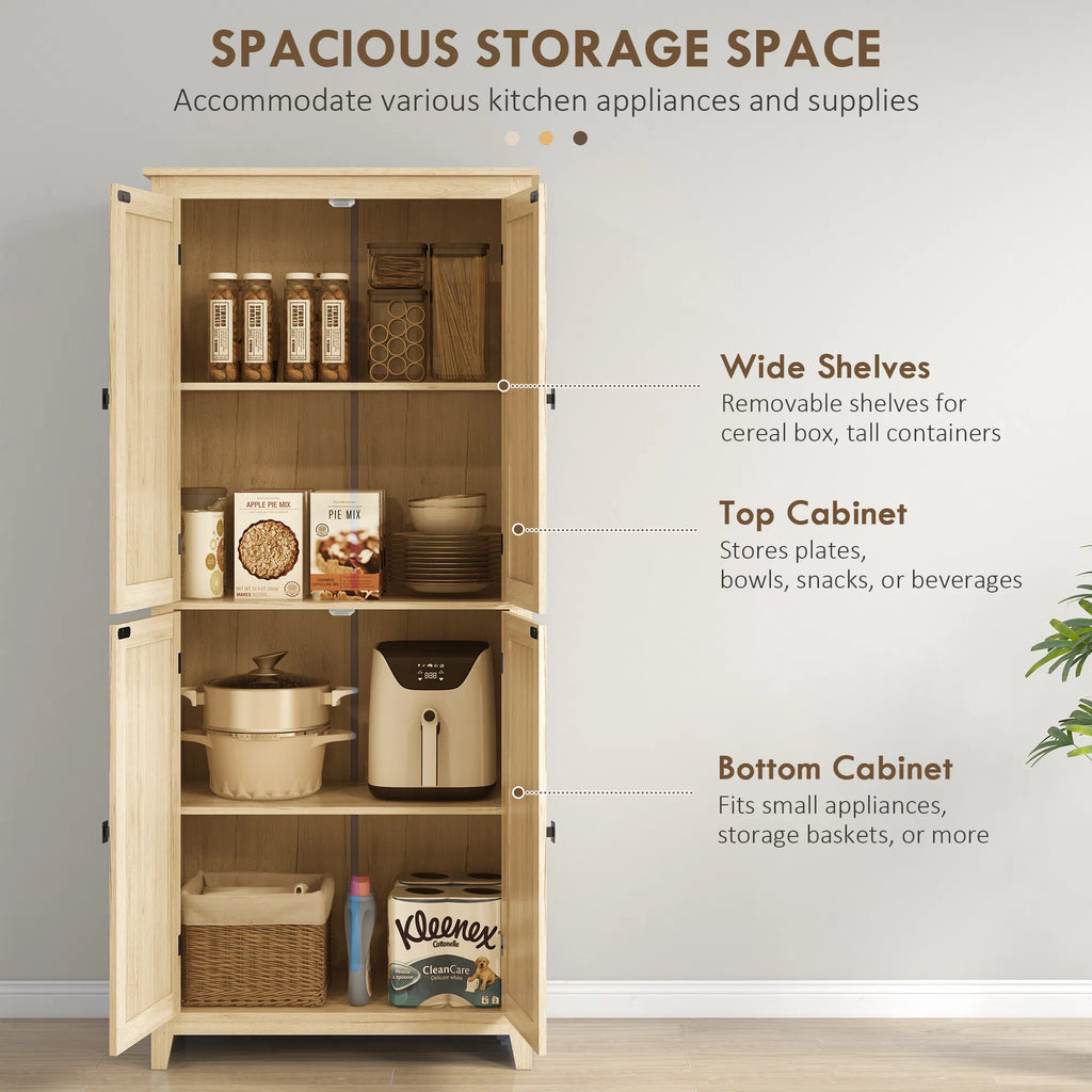 72" Freestanding Storage Cabinet Kitchen Pantry Cabinet with Doors and Shelves - Image 2