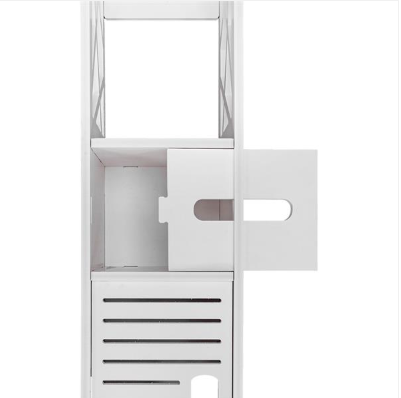 White Wood-Plastic Bathroom Storage Shelf