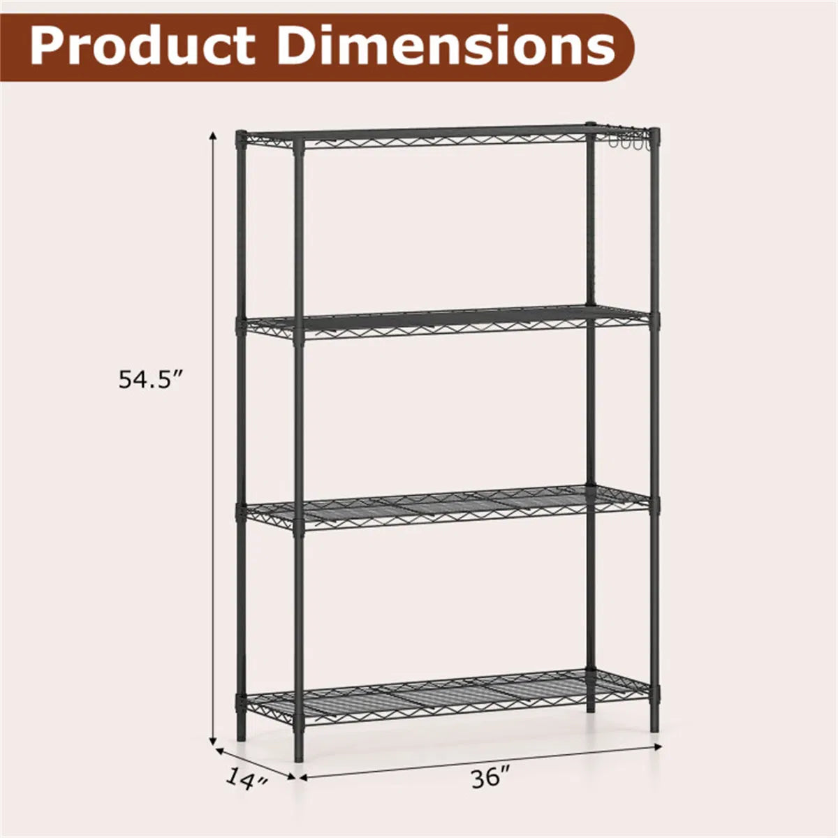4 Tier Heavy Duty Metal Wire Shelving Unit 1000 lbs Capacity Adjustable Storage Rack - Image 2