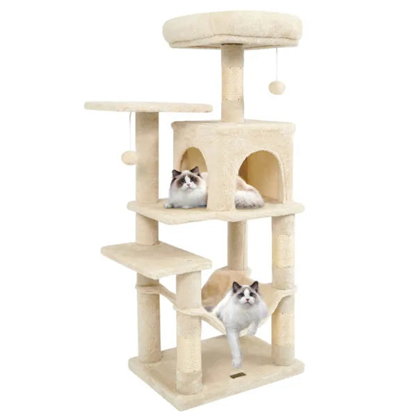 44" Multi Level Cat Tree With Spacious Top Perch 2 Door Condo & Hammock For - Image 4