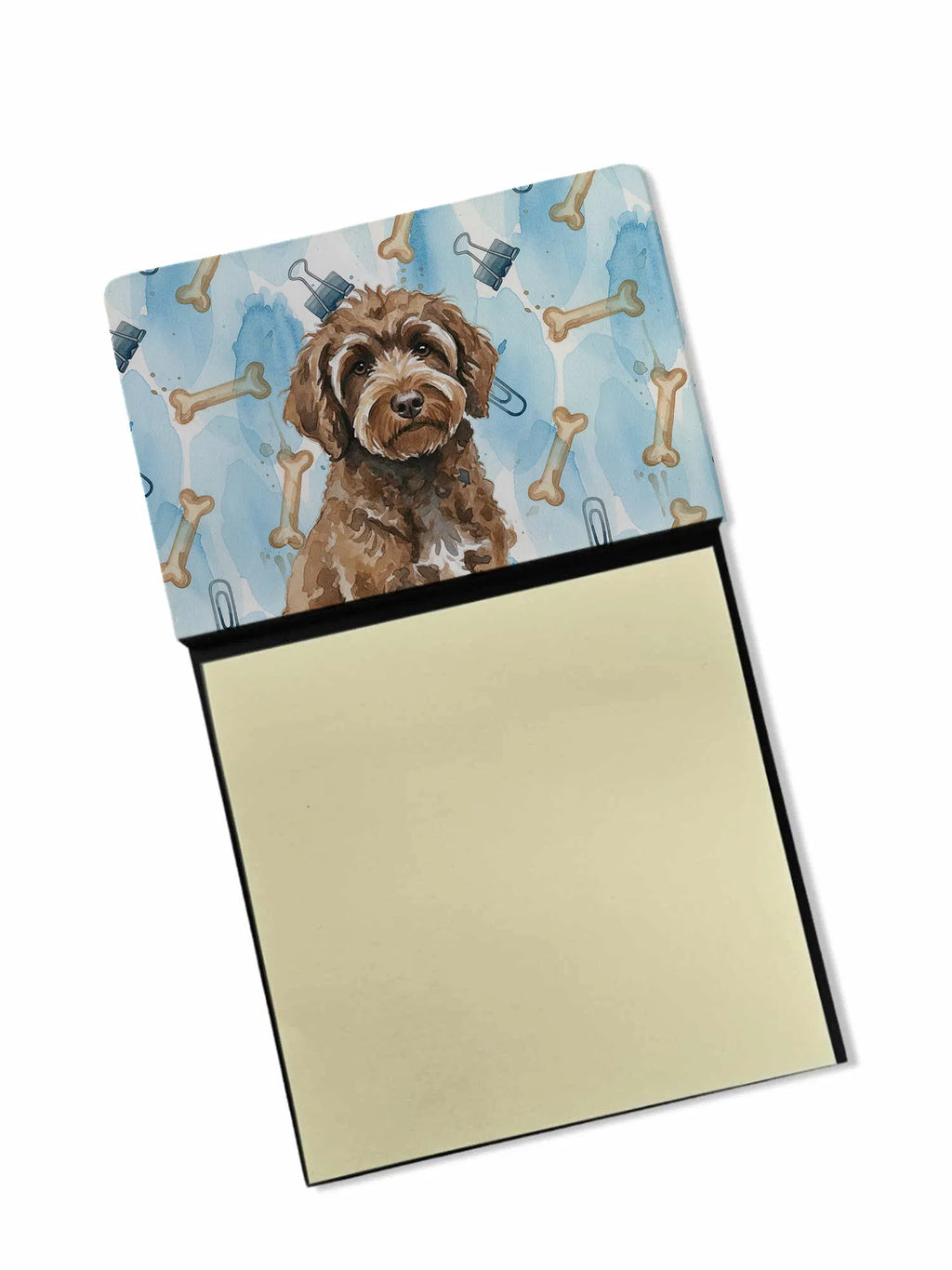 Brown Portuguese Water Dog Coworker Watercolor Sticky Note Holder Refillable