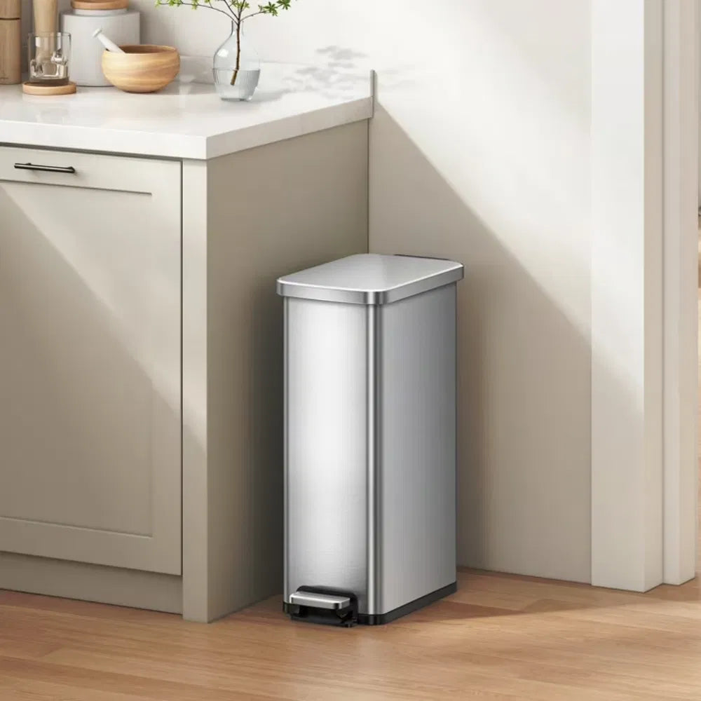 Trash Can 7.9 Gallon Stainless Steel Slim Step Garbage Bin with Soft Close - Image 2