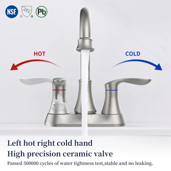 Bathroom Faucet Brushed Nickel with Pop up Drain & Supply Hoses Two Handle 360