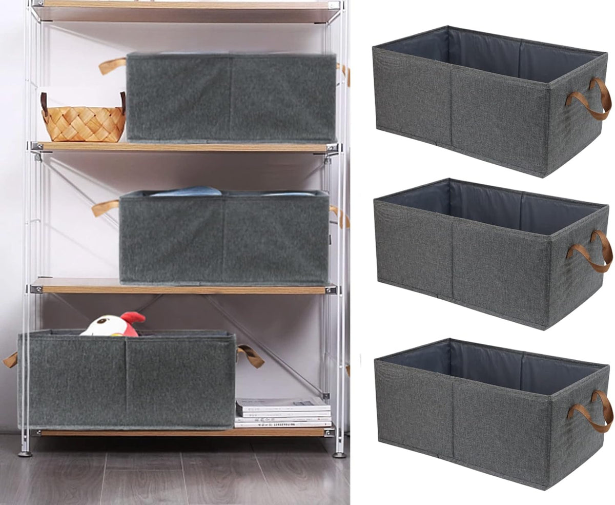 Pack Of 3 Large Capacity Storage Bins, Foldable Closet Organizer Boxes - Detail 7