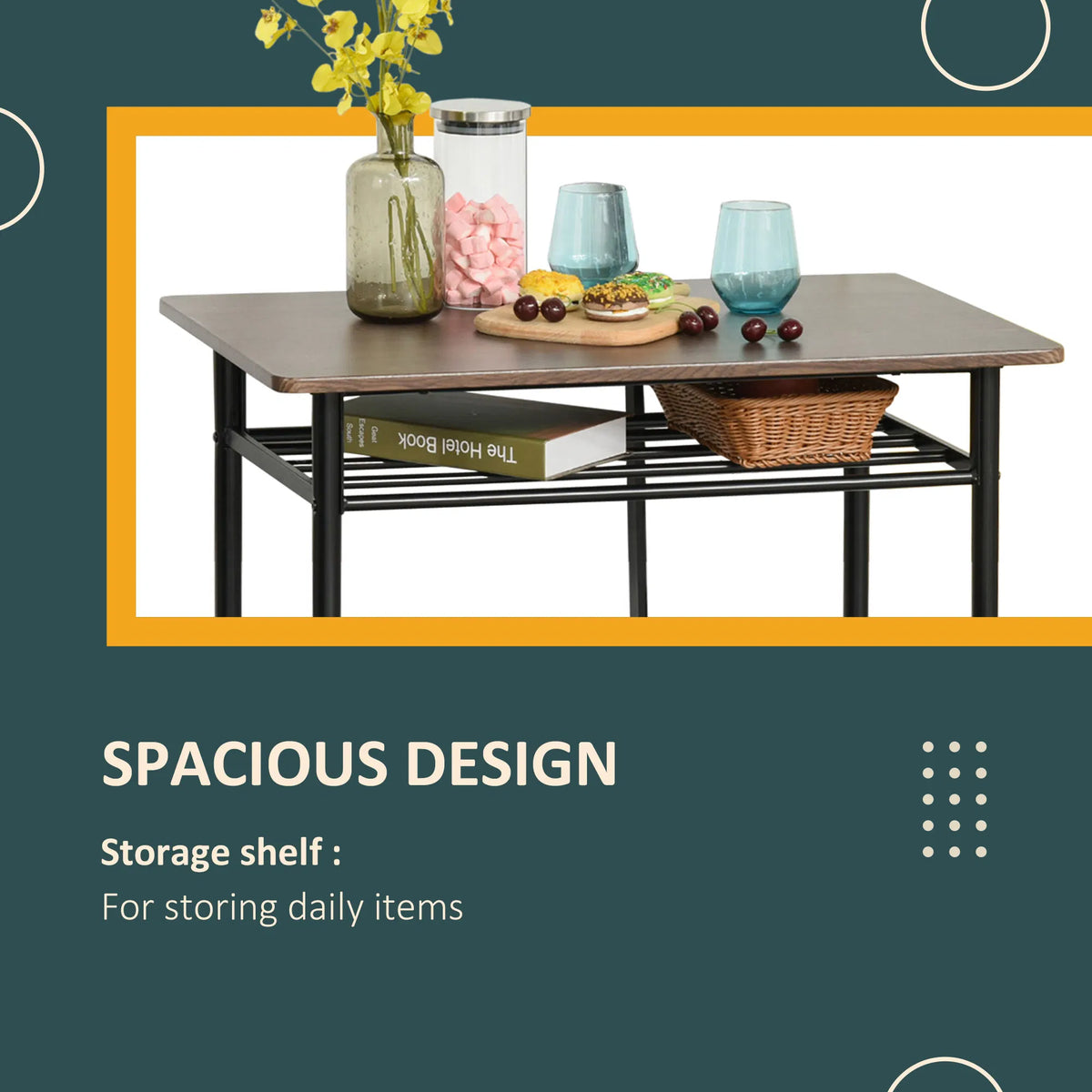 3 Piece Counter Height Bar Table Set with 1 Table 2 Matching Stools Dining