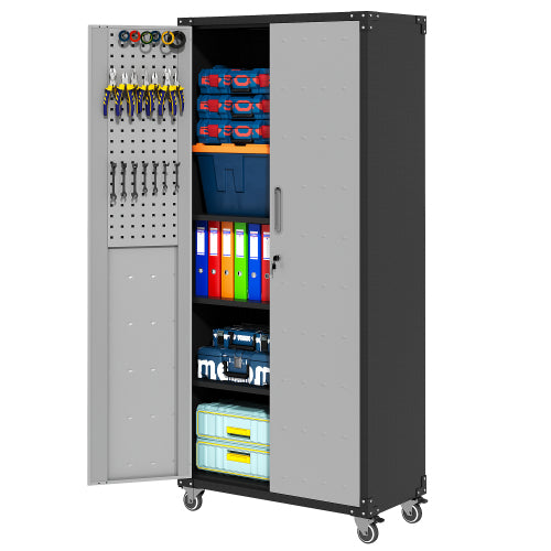 71 Metal Garage Storage Cabinet With Wheels Heavy Duty Tool Storage Cabinet - Image 4