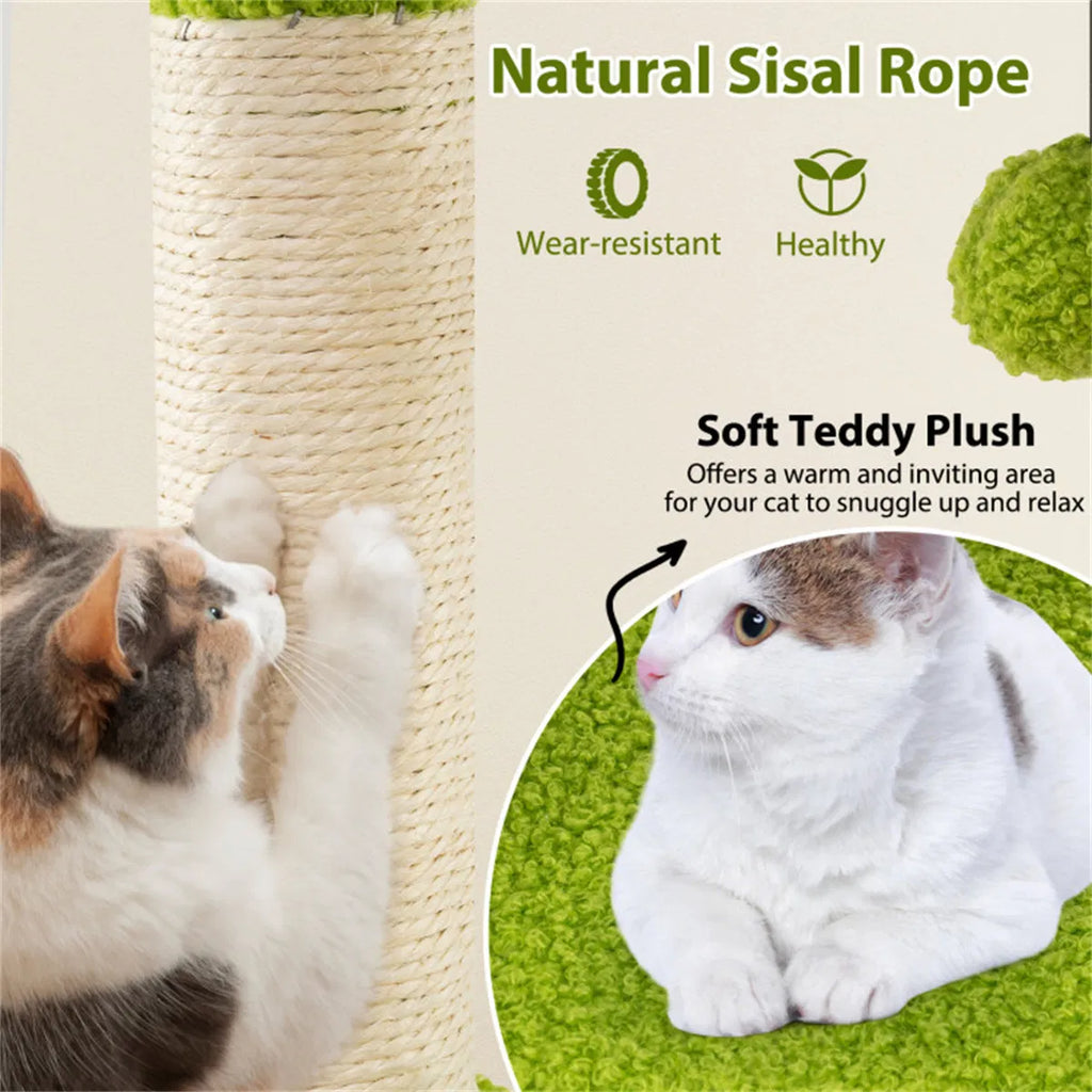 48" Cat Tree with Tropical Leaves Self Groomer & Scratching Posts - Image 3