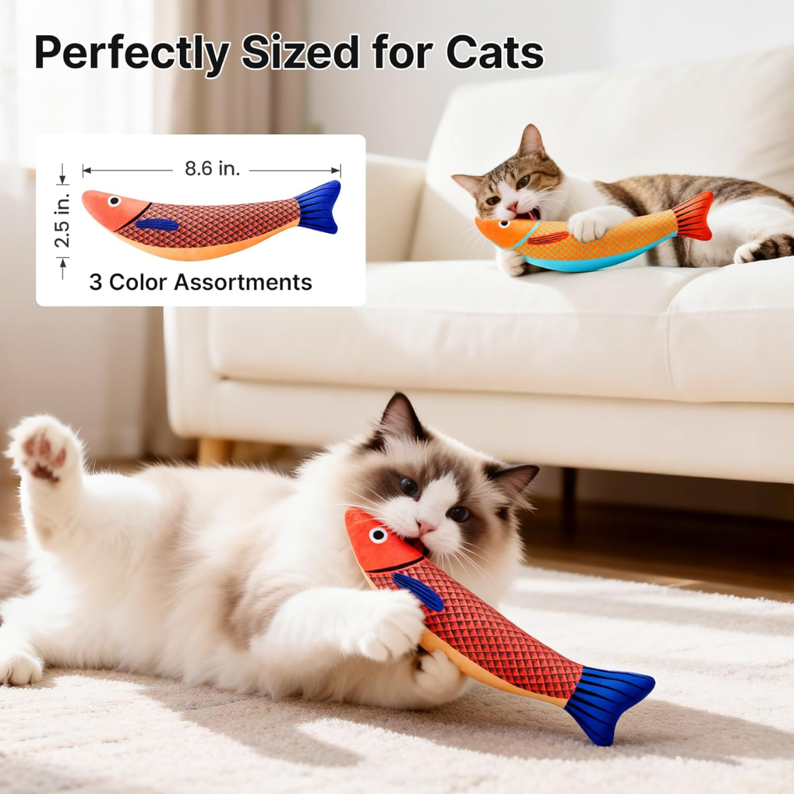 Cat Toys Saury Fish 3 Pack Catnip Crinkle Sound Soft And Durable - Image 4