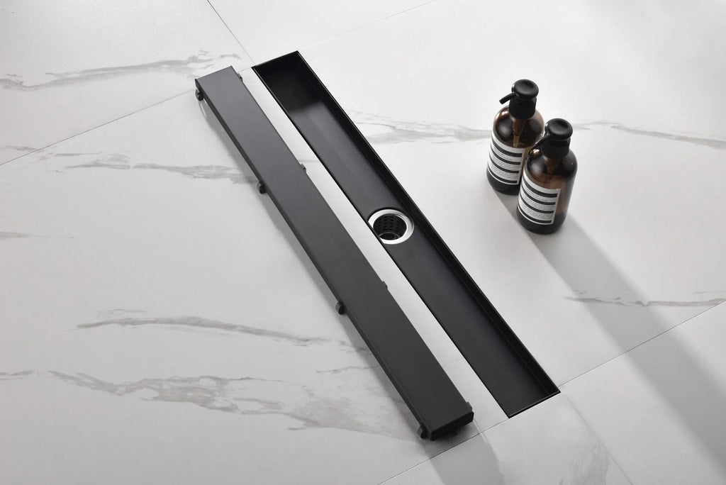28 Inch Linear Shower Drain with 2 in 1 Flat & Tile Add Removable Cover 304 - Image 3
