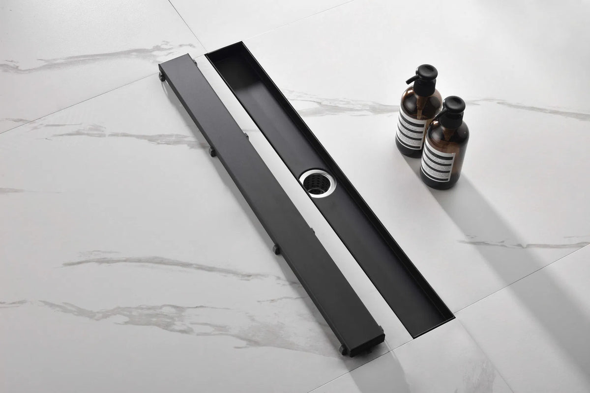 28 Inch Linear Shower Drain with 2 in 1 Flat & Tile Add Removable Cover 304 - Image 3