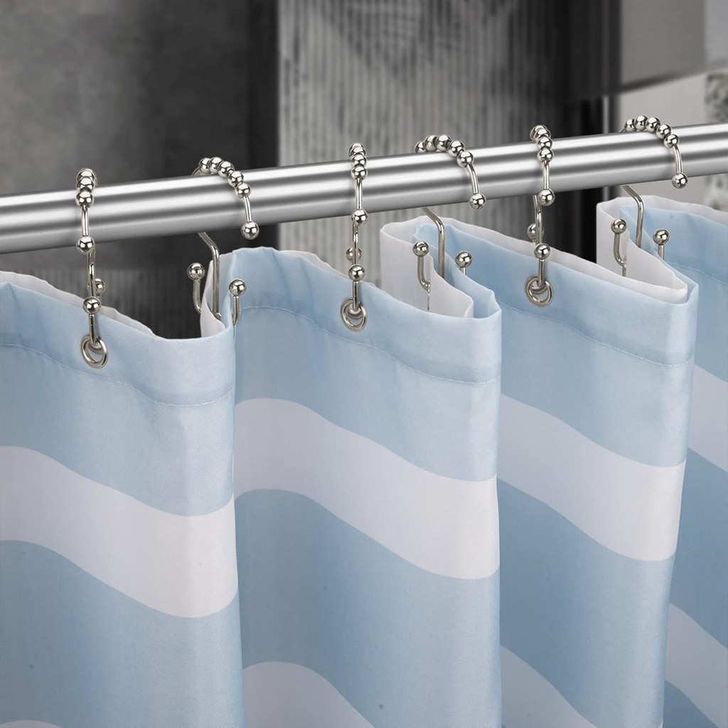 12 Pack Shower Curtain Hooks Rust Resistant Metal Double Glide Rings For