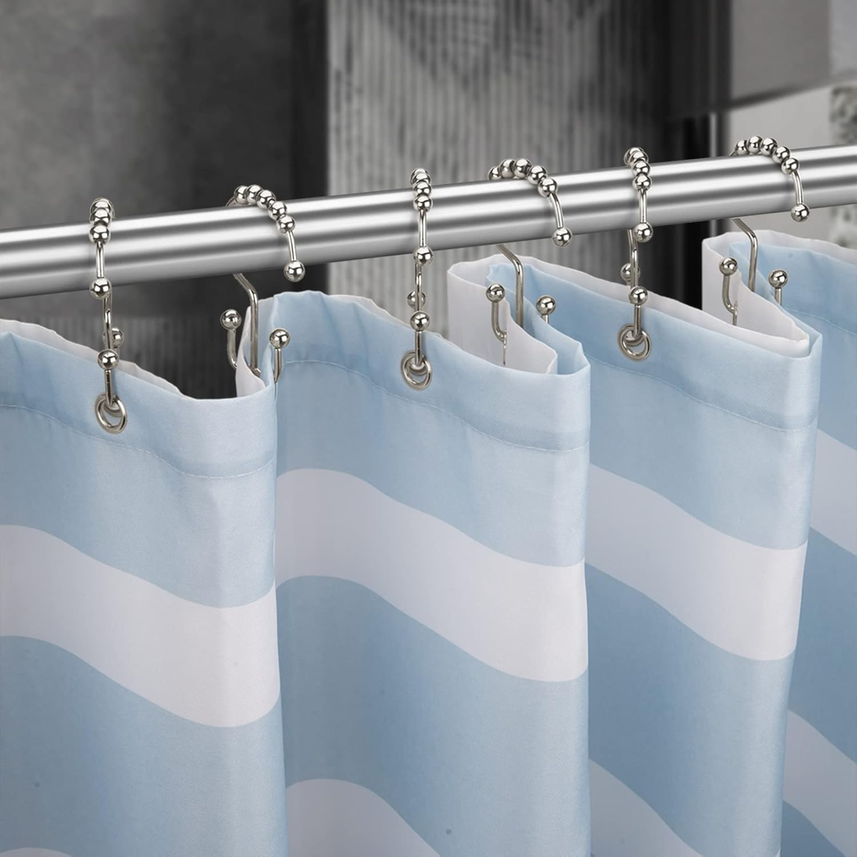 12 Pack Shower Curtain Hooks Rust Resistant Metal Double Glide Rings For