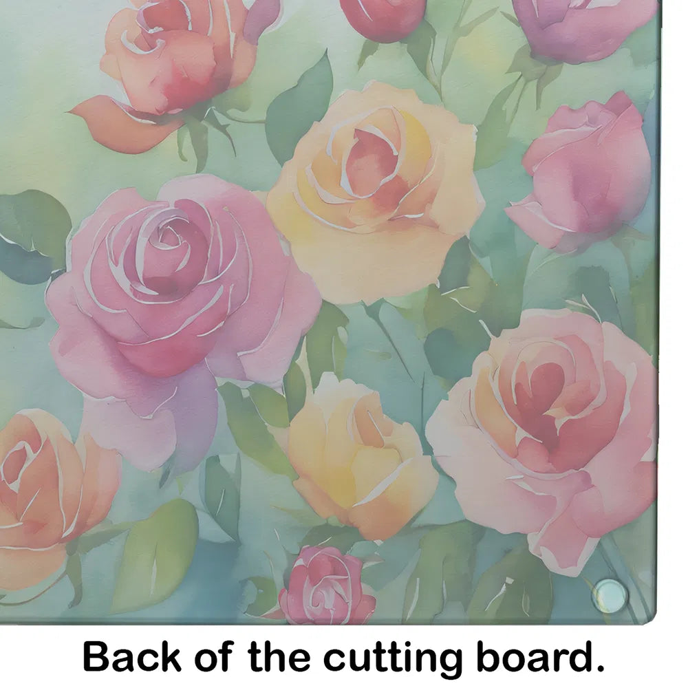 NEW Roses In Watercolor Glass Cutting Board Decorative Tempered Kitchen - Image 4