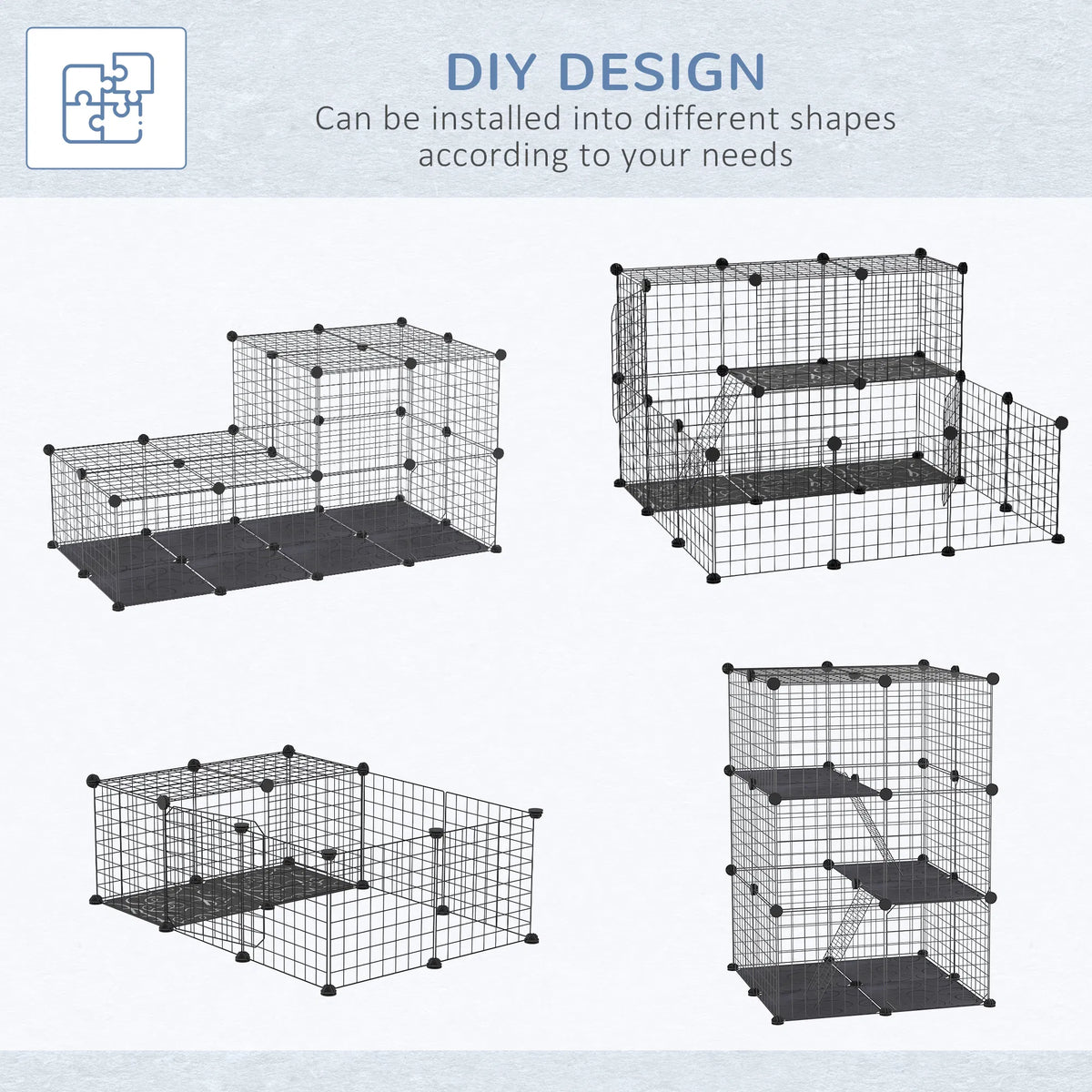 39 Pcs Small Animal Cage Bunny Hutch Portable Metal Wire with Ramps for Kitten - Image 2