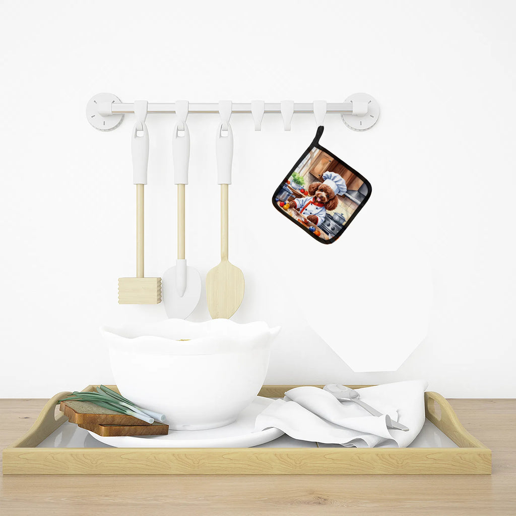 Chocolate Poodle The Chef Pair of Pot Holders Kitchen Heat Resistant Pot - Image 3