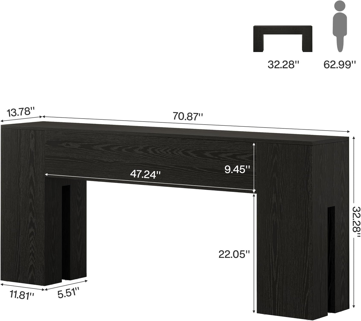 Rustic Wooden Foyer Console Table