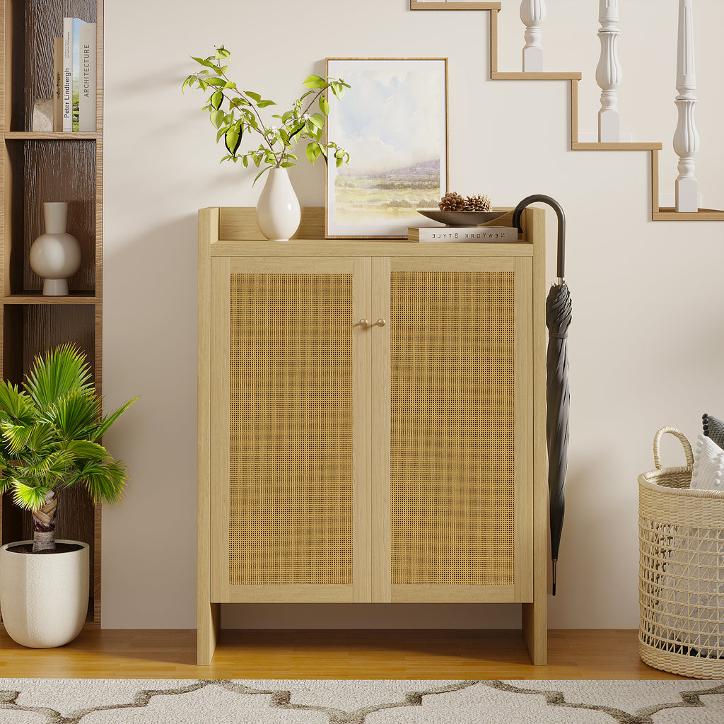Natural Rattan 6-Tier Shoe Storage Cabinet