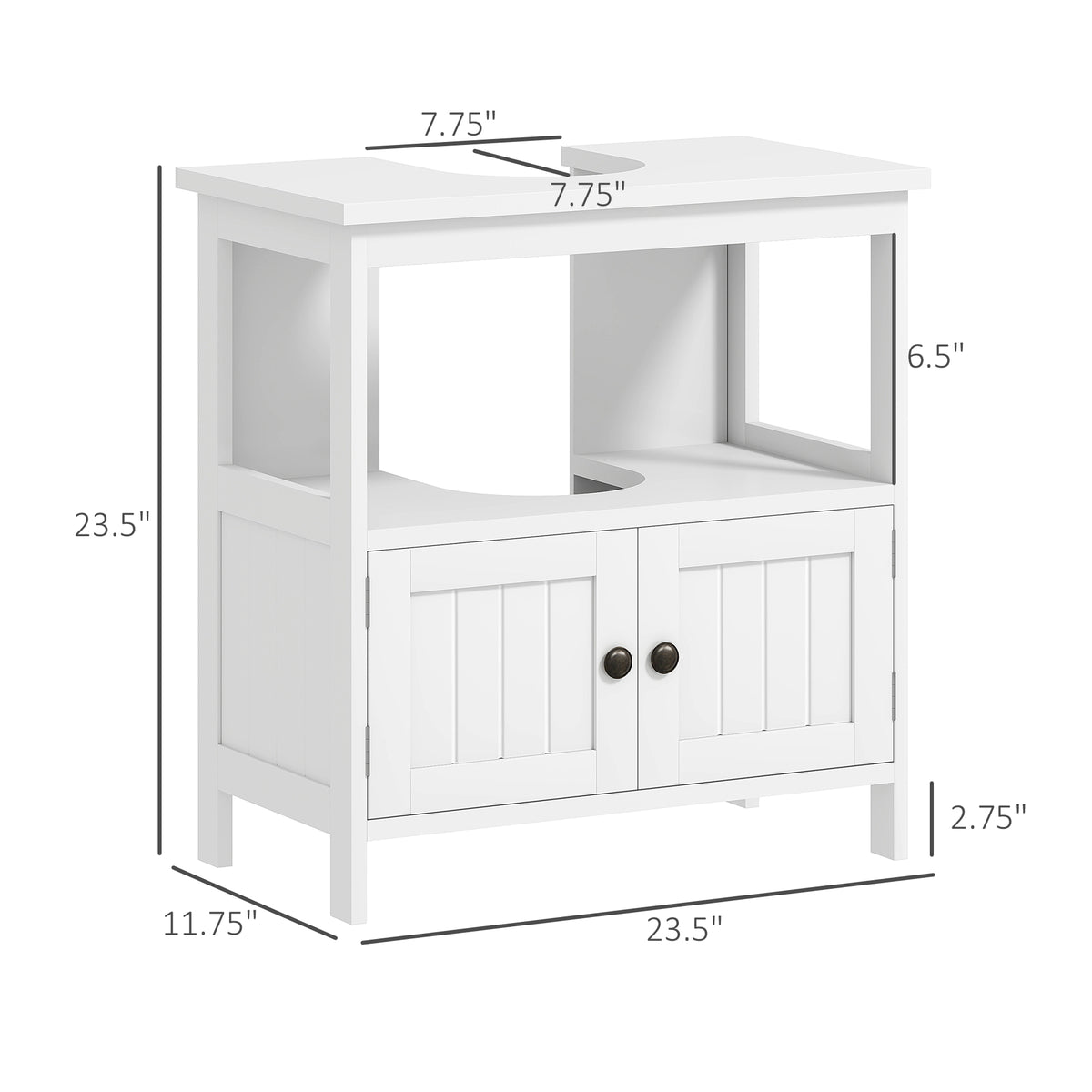 Pedestal Sink Storage Cabinet Bathroom Under With Doors And Open Shelf Vanity - Additional Product View 5