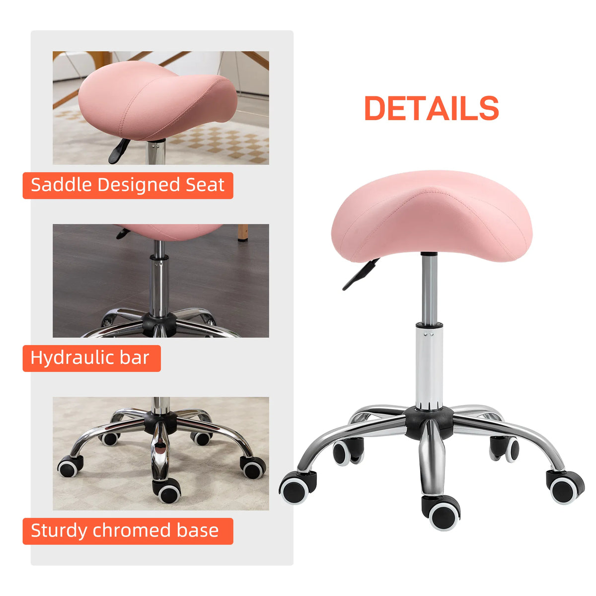 Cosmetic Stool Rotate Height Adjustable Salon Massage Spa Chair Hydraulic - Image 2