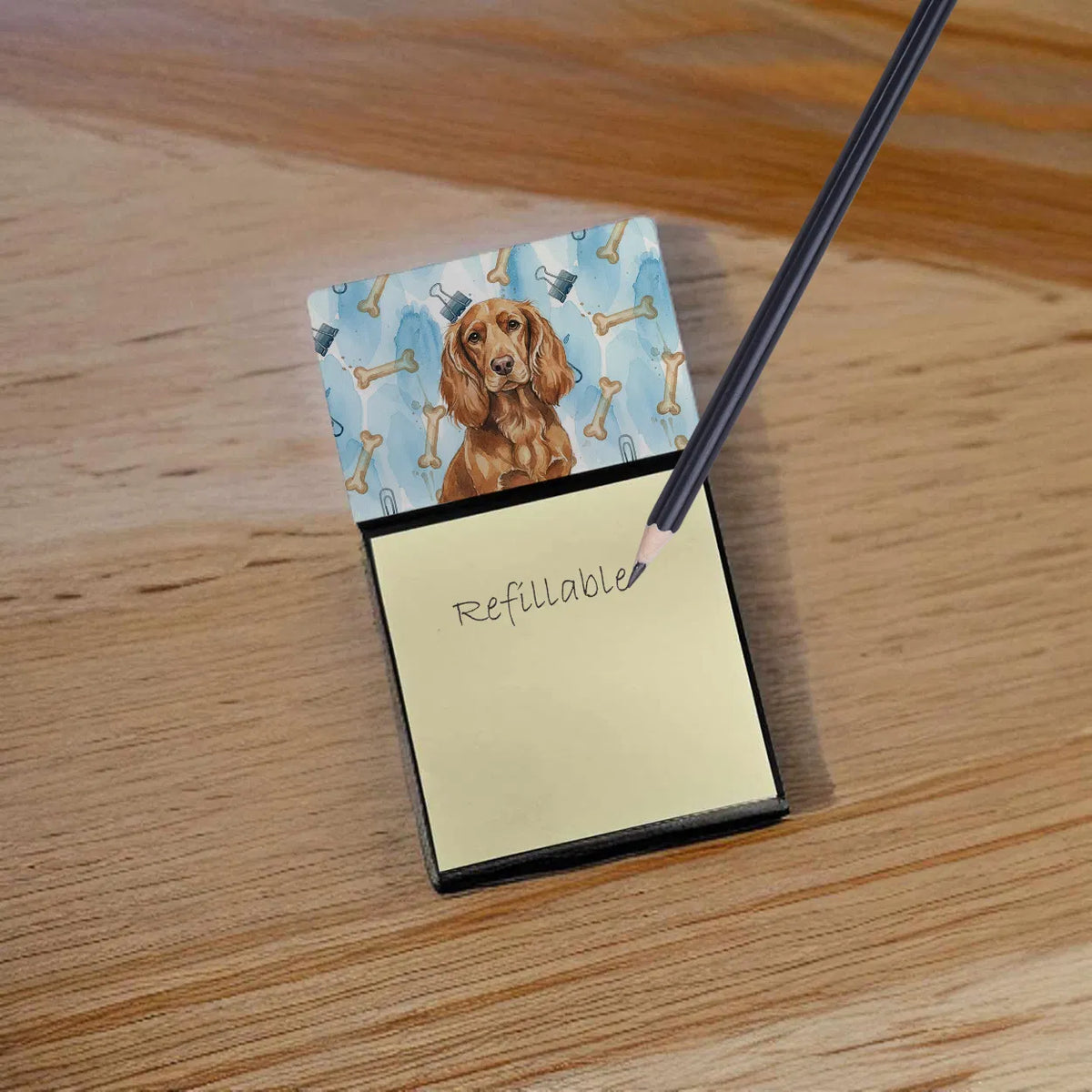 Boykin Spaniel Coworker Watercolor Sticky Note Holder Refillable Dispenser - Image 2