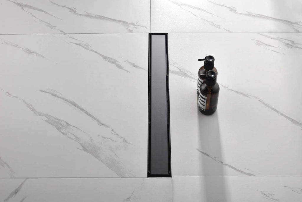 28 Inch Linear Shower Drain with 2 in 1 Flat & Tile Add Removable Cover 304 - Image 5