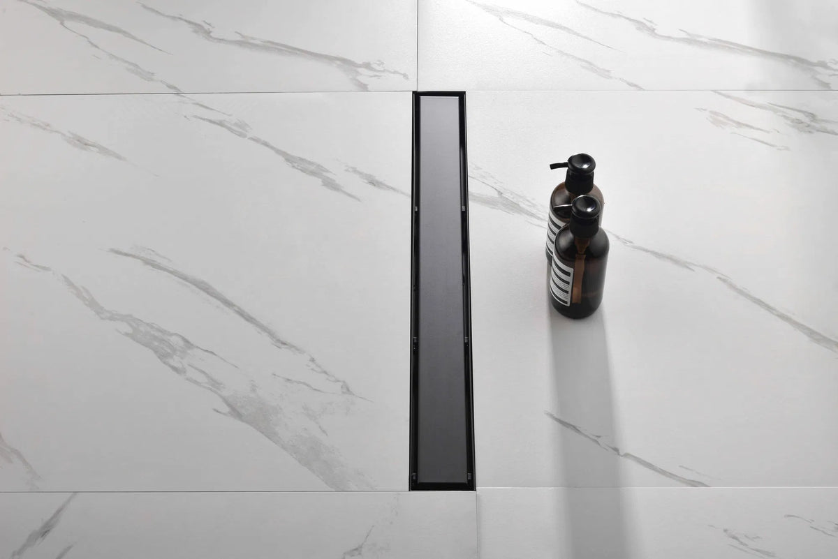 28 Inch Linear Shower Drain with 2 in 1 Flat & Tile Add Removable Cover 304 - Image 5