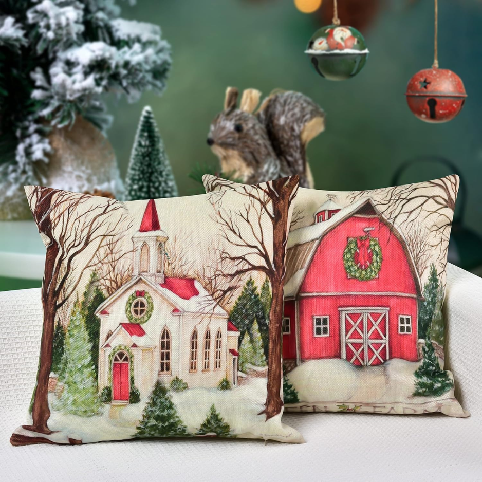 Christmas Decorations Pillow Covers 18 Inches Set Of Xmas Series Cushion