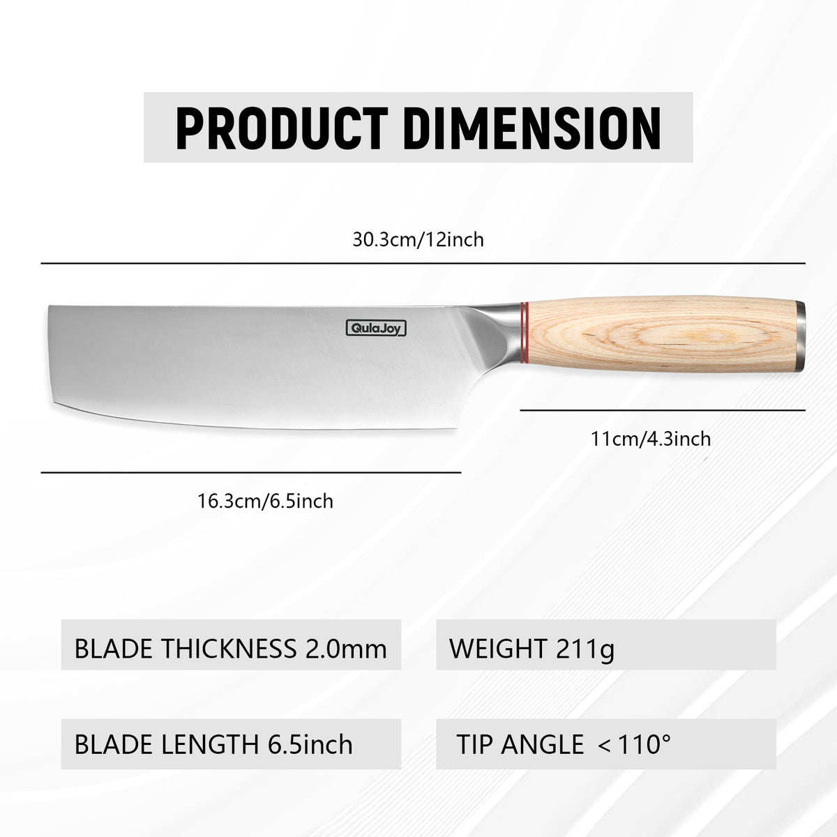 Vegetable Cleaver Japanese Cleaver 6.5 Inch Chopping Knife High Carbon - Image 3