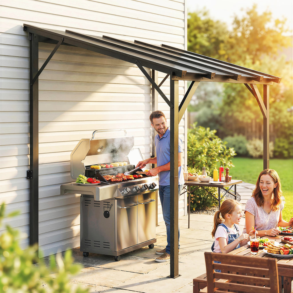 hardtop lean-to grill gazebo with polycarbonate roof product view 8