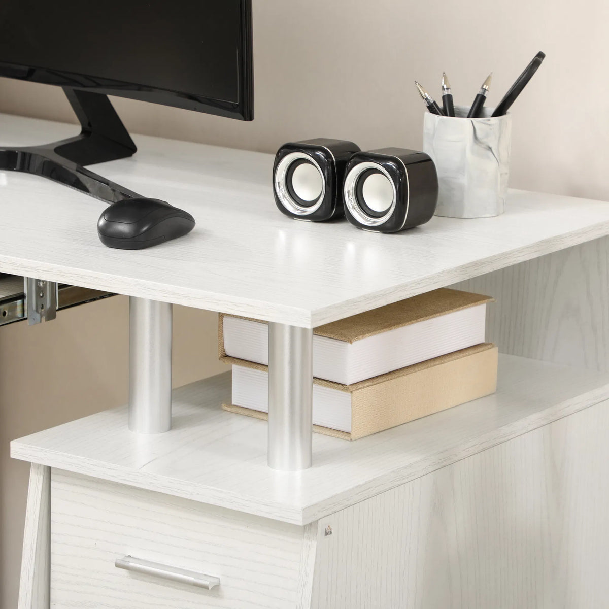 47" Computer Desk with Keyboard Tray and Storage Drawers Home Office - Image 4