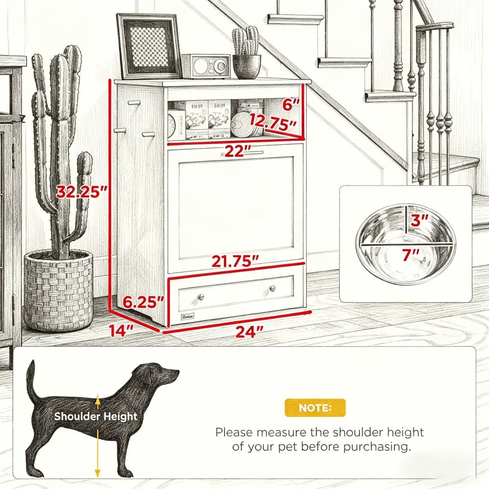 Pet Feeder Station Storage Cabinet