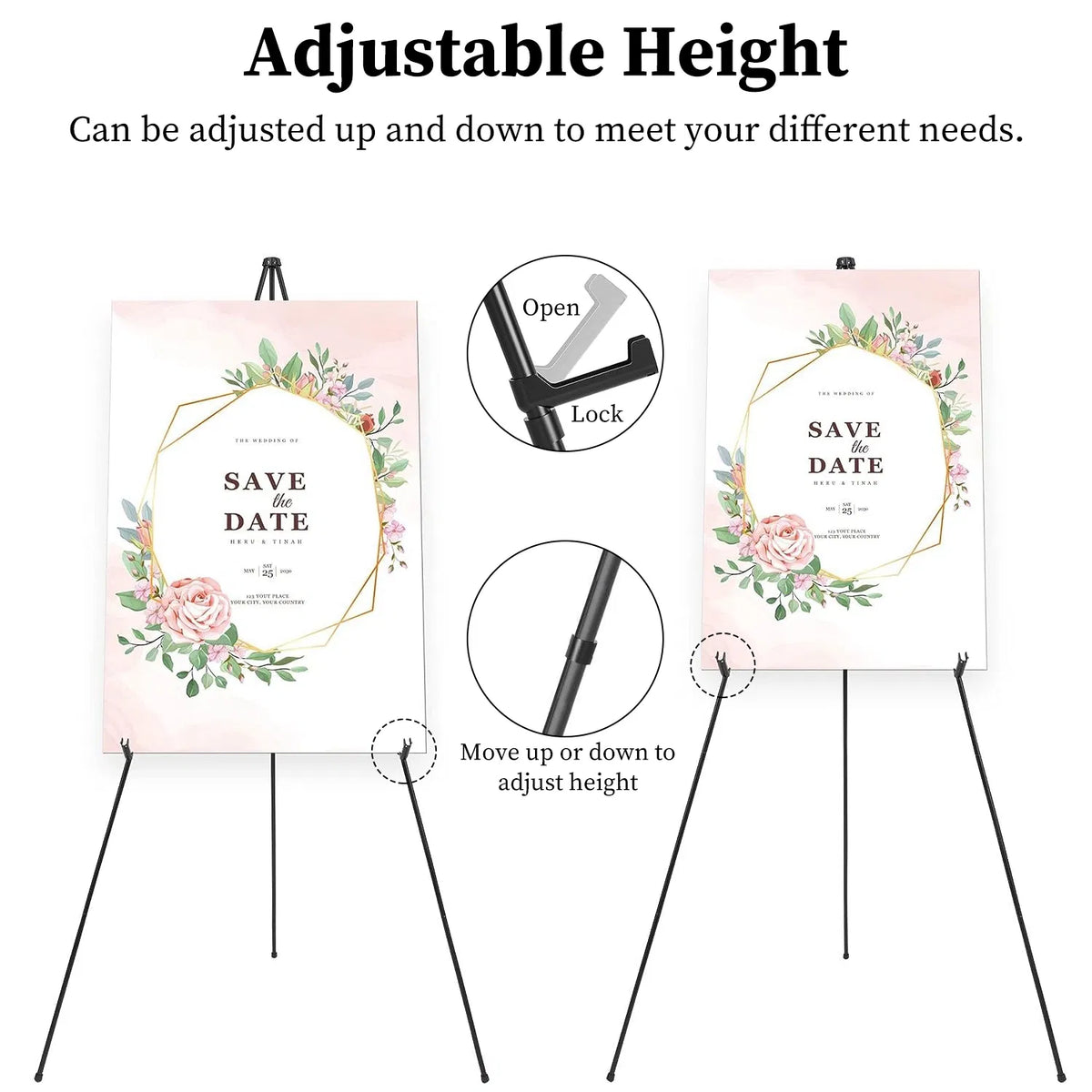 2 Pack Easel Stand for Display 61in Collapsible A Frame Tripod Easel Iron Alloy - Image 4