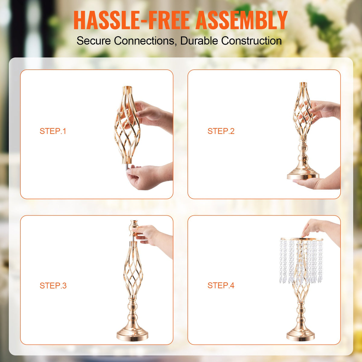 12PCS 49cm/19.3” Tall Crystal Wedding Flower Stand Vase For Party Decor - Image 4