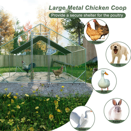 10 x 13ft Outdoor Large Metal Chicken Run Coop with 1 piece of Waterproof - Image 2