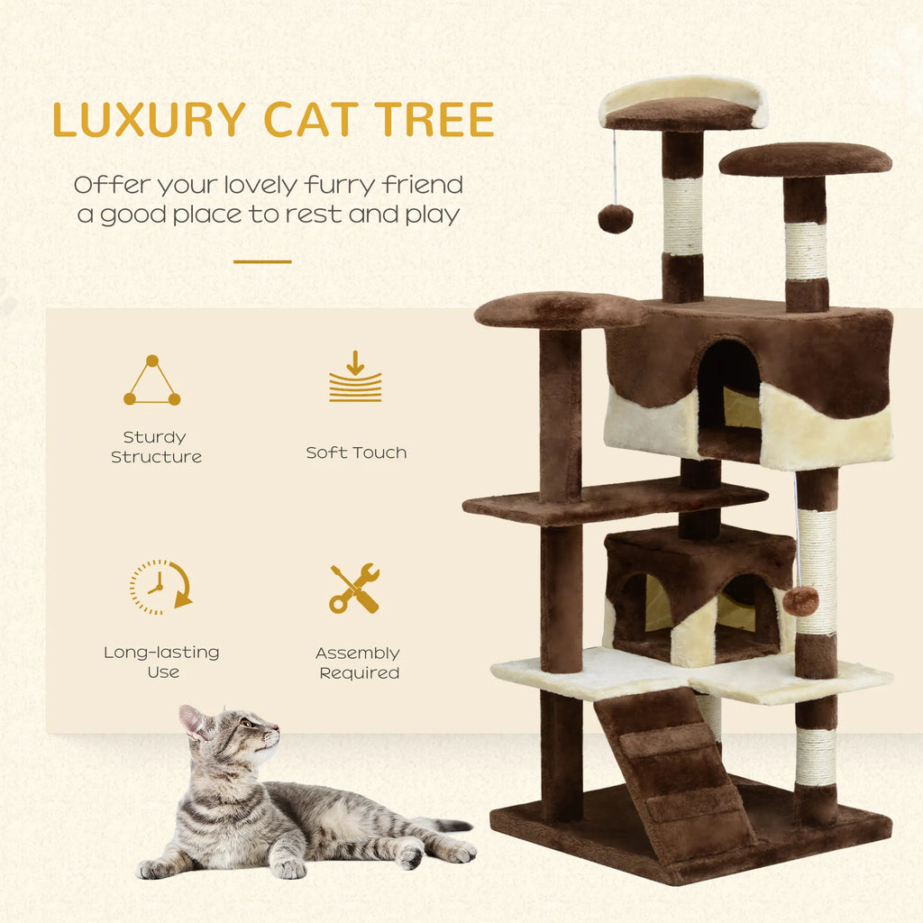 53" Cat Tree Scratching Large Kitten Play House Multi Level Activity Center Pet - Image 4