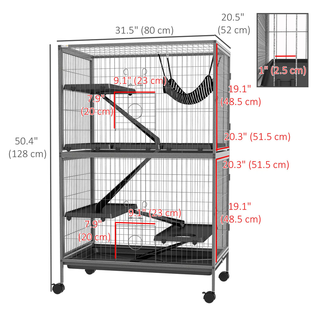 5 Tier Rolling Small Animal Cage Deluxe Guinea Pig Cage Ferret Cage for Mink - Image 4