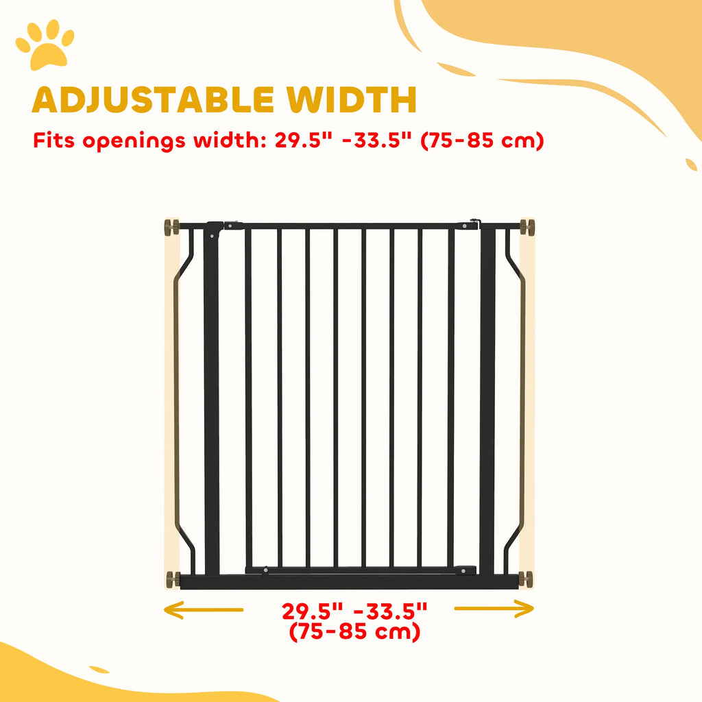 30" 34" Easy Install Pet Gate w/ Door & Double Locking System Extra Wide Dog