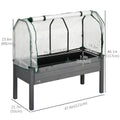 Raised Garden Bed with PE Greenhouse Cover Outdoor Elevated Wood Planter Box
