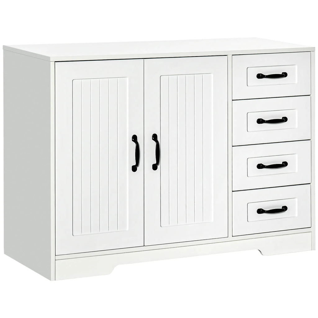 Modern Sideboard Buffet Cabinet with Drawers and Beadboard Door Cupboard - Image 4