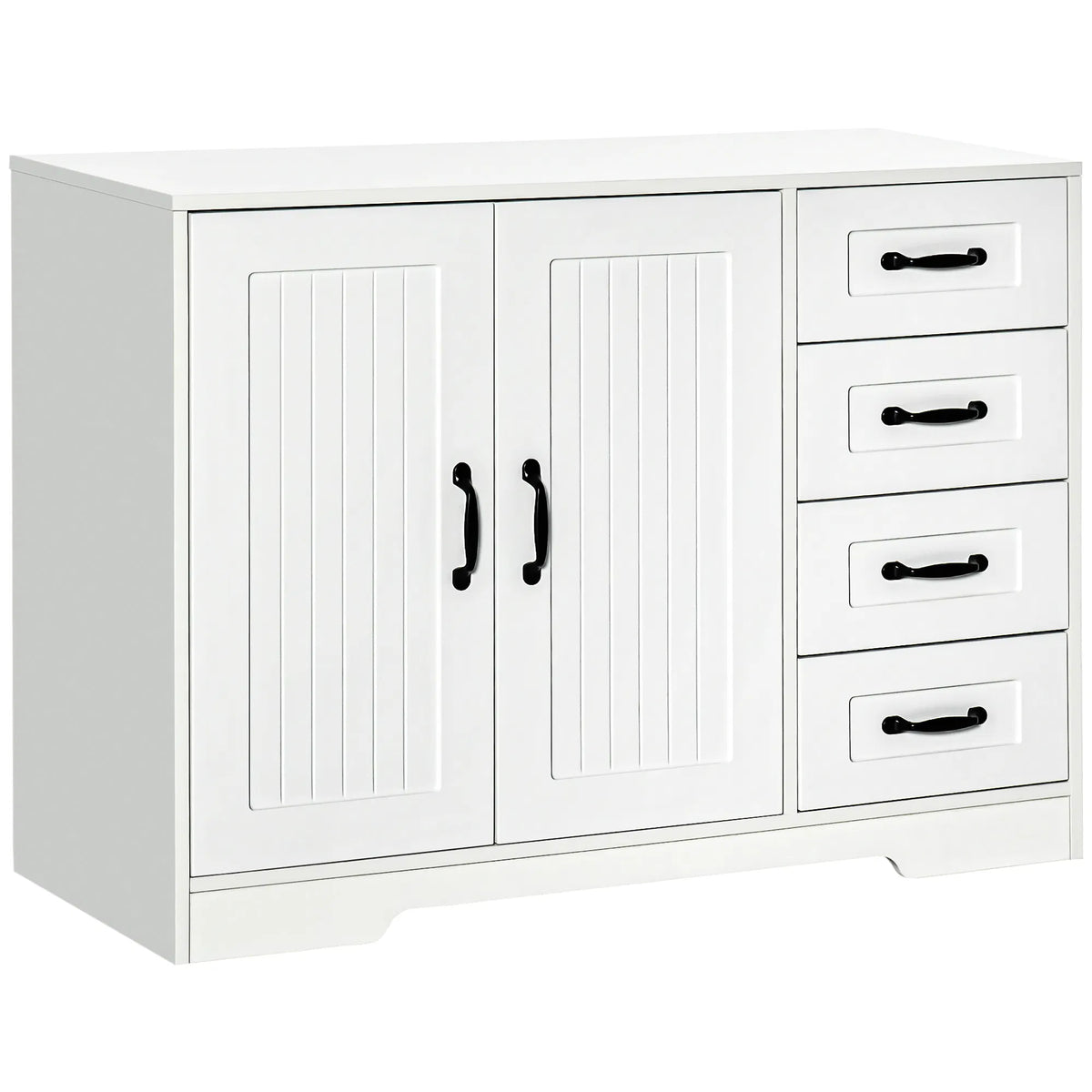 Modern Sideboard Buffet Cabinet with Drawers and Beadboard Door Cupboard - Image 4