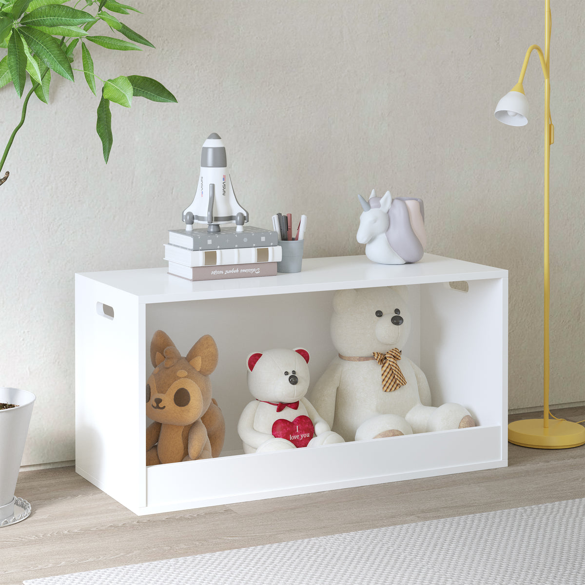 White Open Toy Storage Box