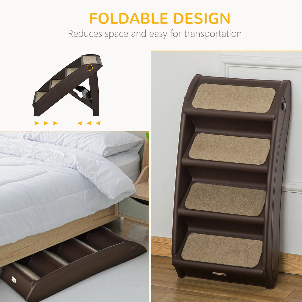 4 Level Portable Pet Stairs Foldable Dog Ramp Lightweight Cat Steps with - Image 4