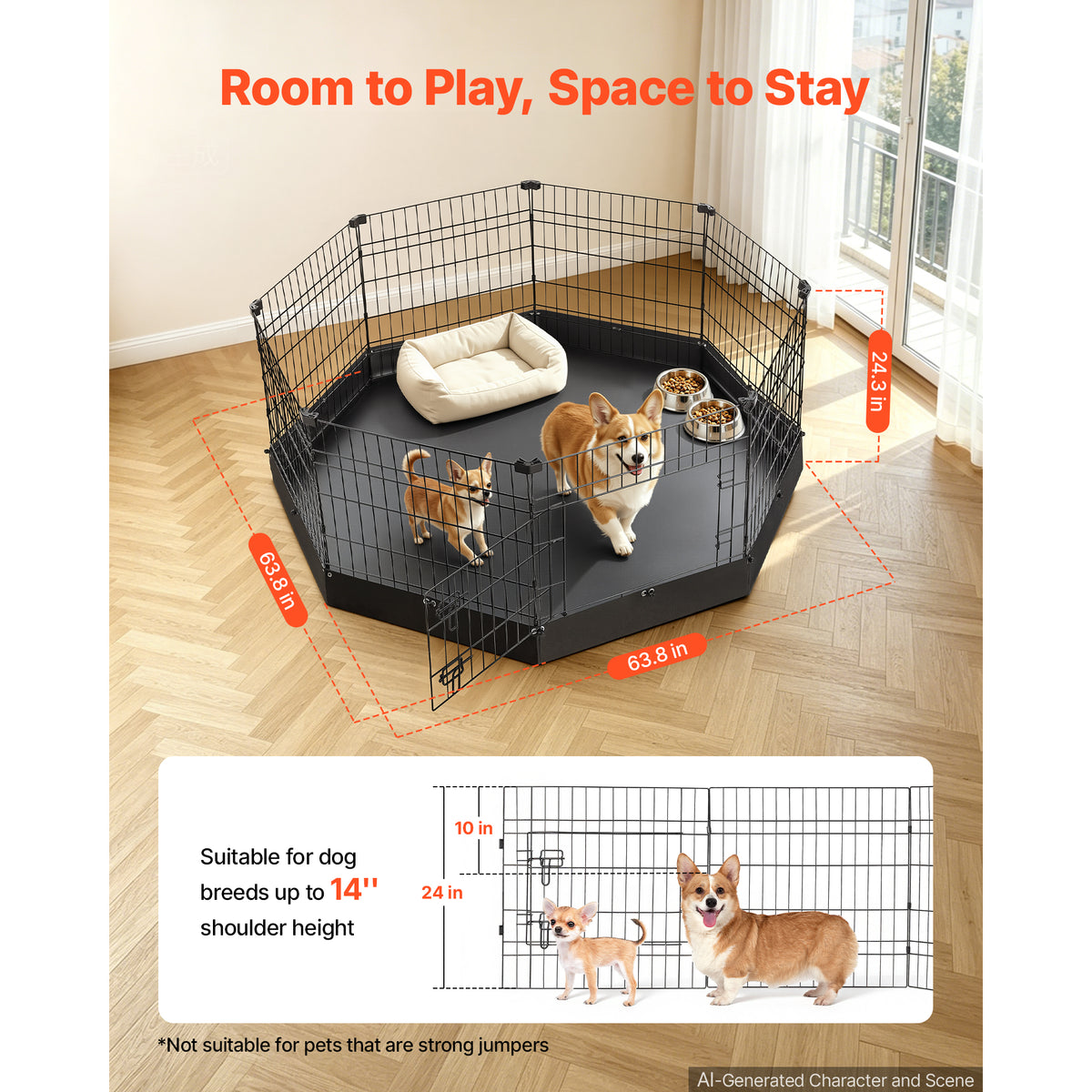 dog playpen 24 inch panels packaging and components