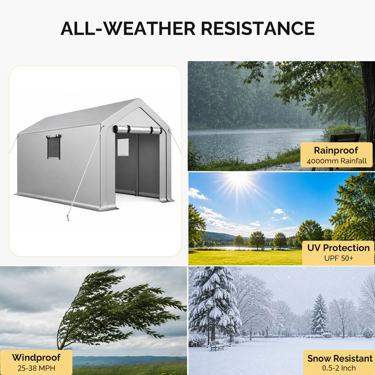 6x10 FT Storage Shed with 2 Roll up Windows Heavy Duty Bike Tent - Image 4
