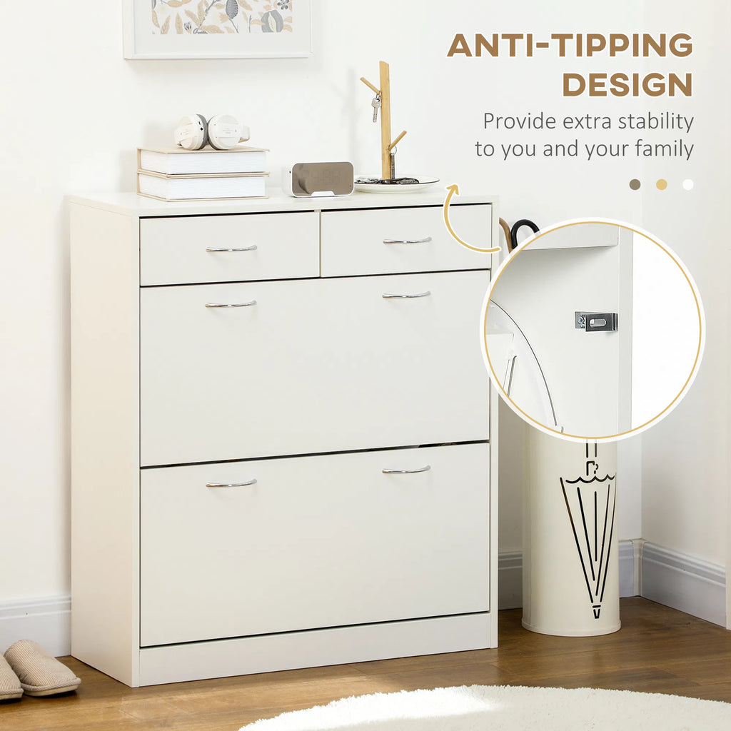 Narrow Shoe Storage with 2 Flip Drawers and Adjustable Shelves Shoe Cabinet - Image 3